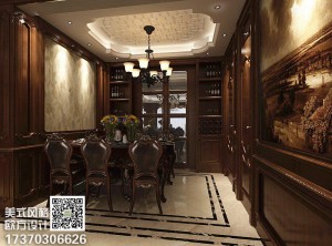 美式客厅装修效果图，护墙板美式客厅案例