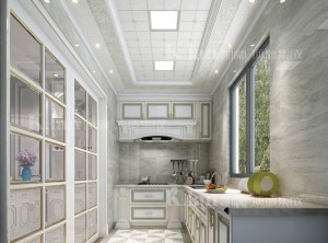 简约欧式厨房顶墙装修效果图，凯兰厨房顶墙装修图