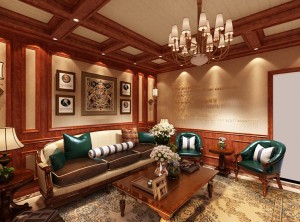 海鲸王子集成墙面客厅装修图，美式客厅效果图