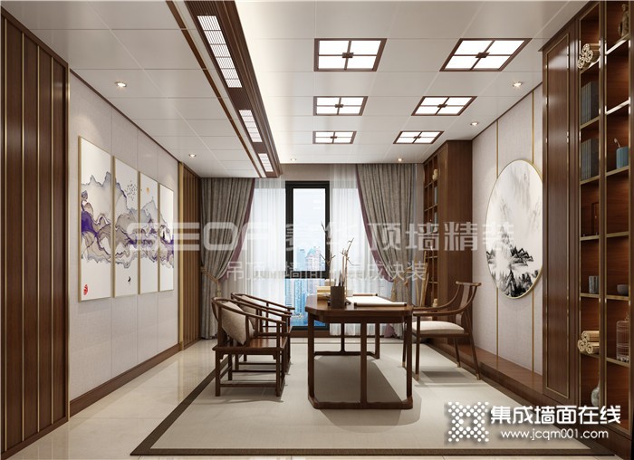 赛华顶墙的精美书房设计案例打造整洁丰富的学习空间！